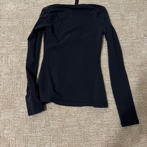 COTTON JERSEY SCOOP NECK LONG SLEEVE TOP - Soot - Picture 7 of 8